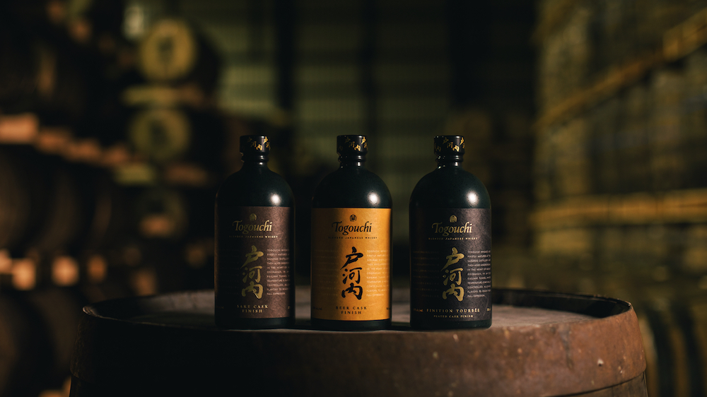 Three bottle of Japanese Whisky called Togouchi