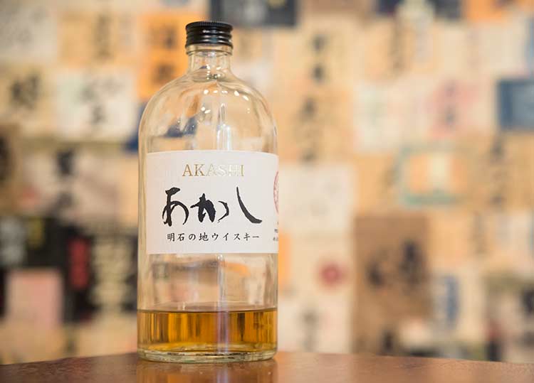 A bottle of Japanese whisky called Akashi Blended White Oak